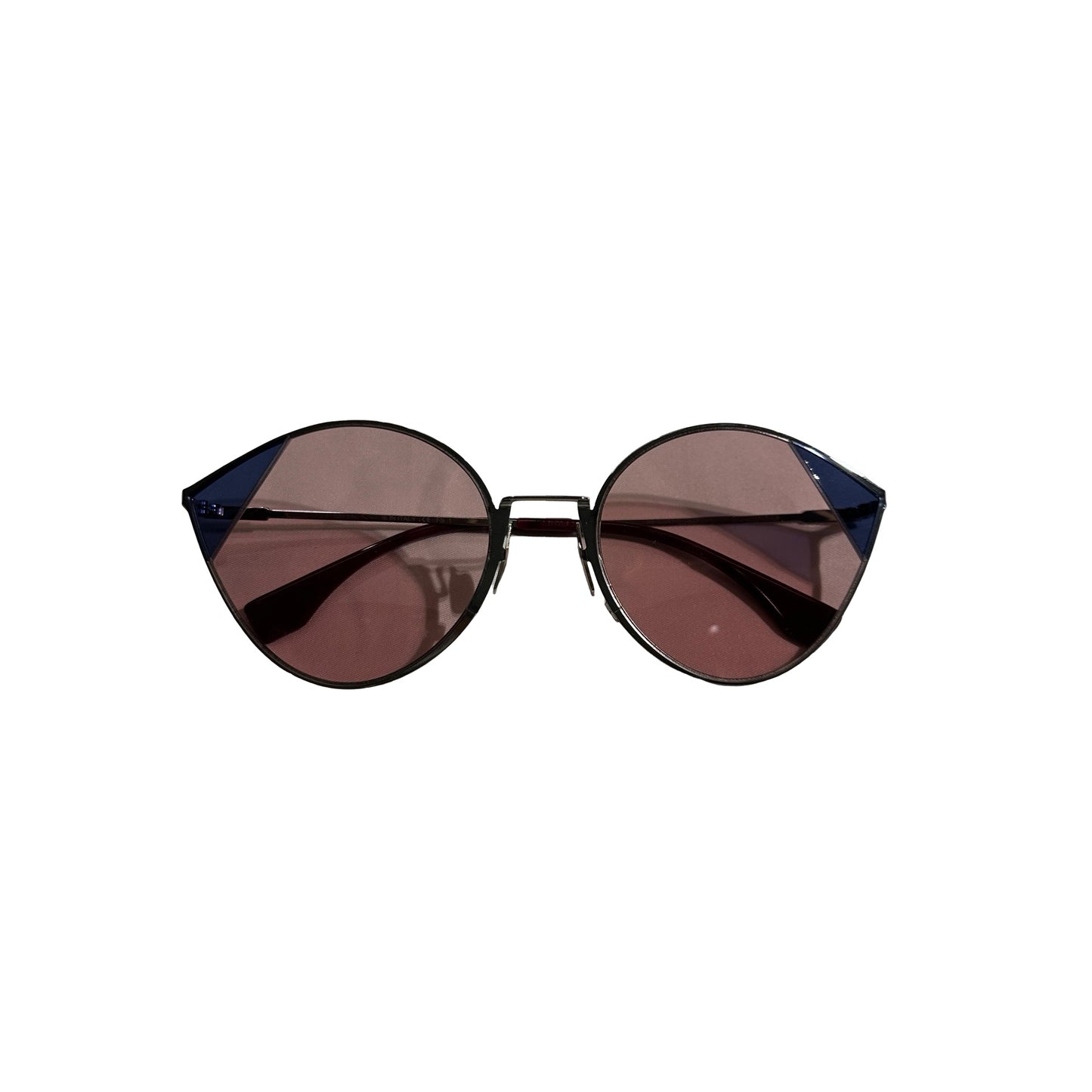 Used FENDI Cat Eye Sunglasses SUNGLASSESS Pink Silver