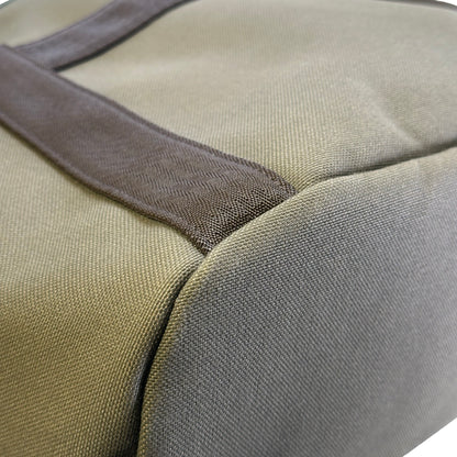 Used HERMES Canvas Grooming Bag Tote Bag Khaki Orange