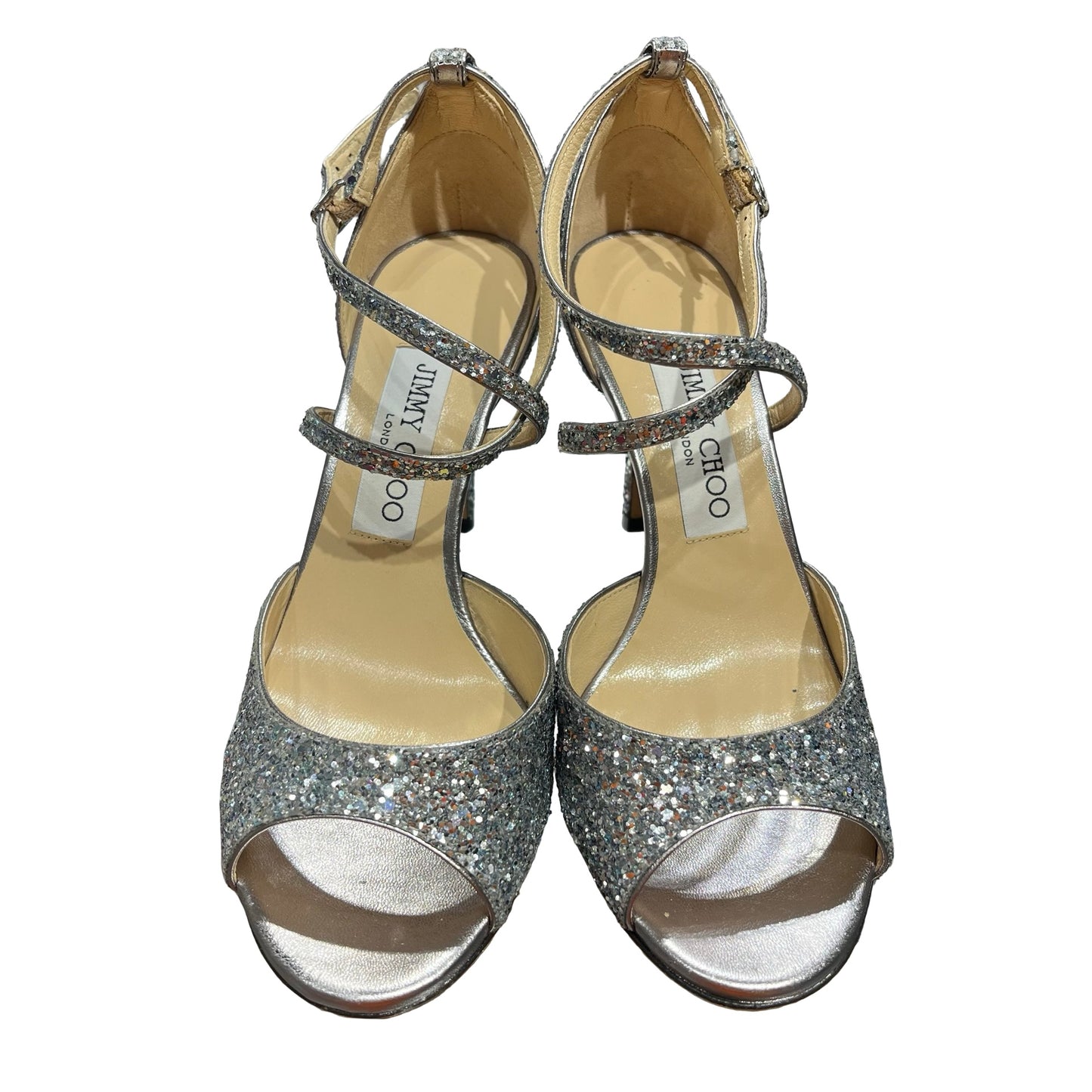 Used JIMMY CHOO Heels Silver Blue