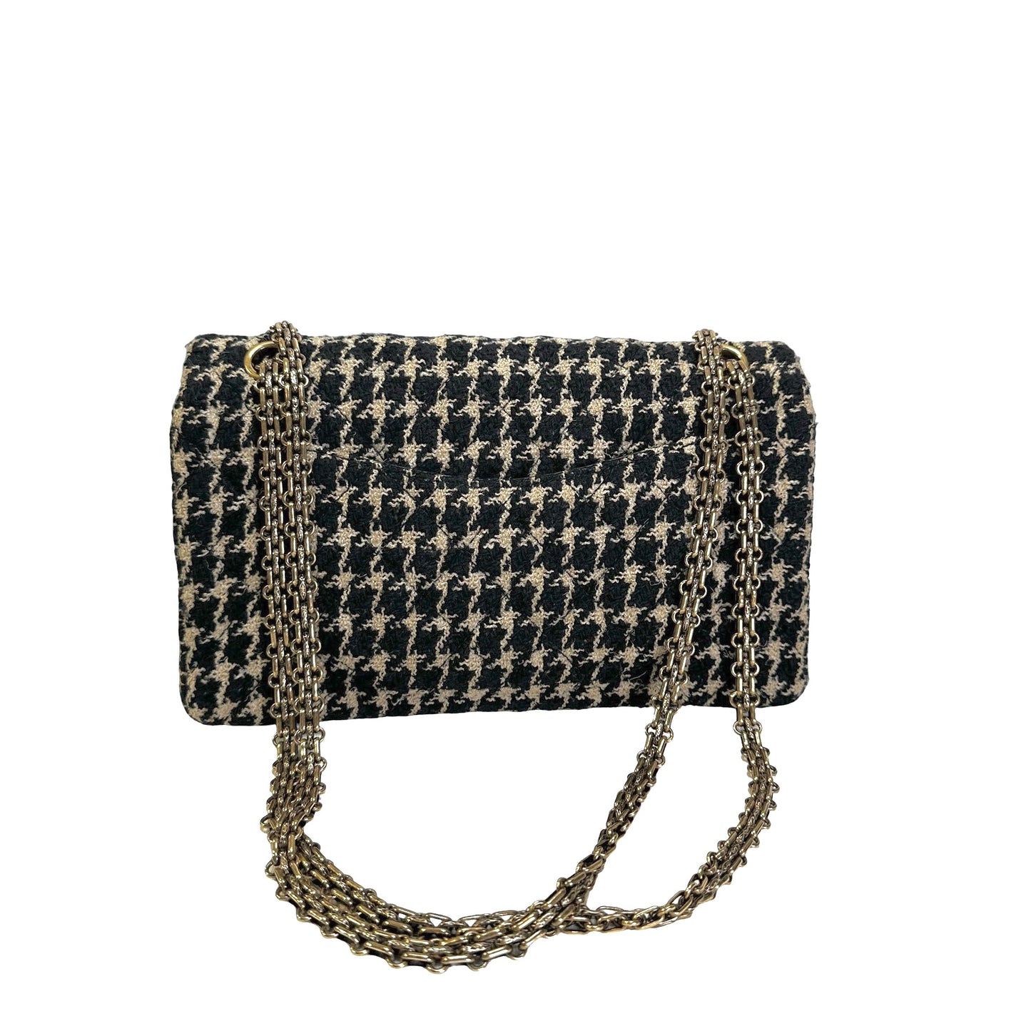 Used CHANEL Tweed 2.55 Small Shoulder Bag Black Beige