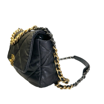 Used CHANEL Quilted Lambskin 19 Bag Shoulder Bag Black GHW