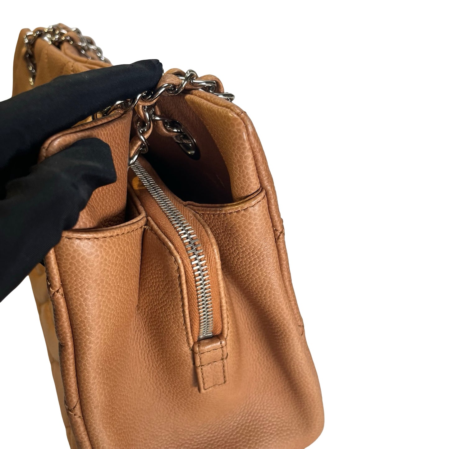 Used CHANEL Caviar Leather GST Tote Bag Brown, PHW