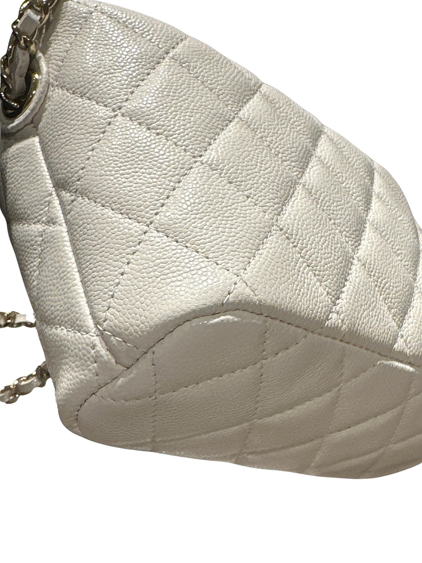 CHANEL Quilted Caviar Chanel Hobo Hobo Bag White