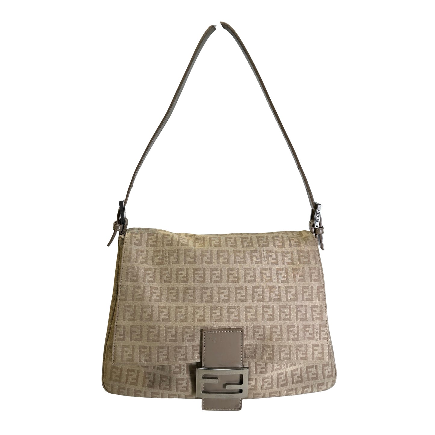 Used FENDI Zucca Mamma Baguette Baguette Bag Beige Silver