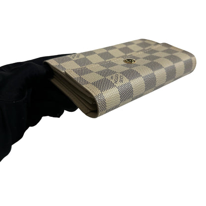 Used LOUIS VUITTON Damier Azur Canvas Portefeuille Sarah Long wallet White Blue