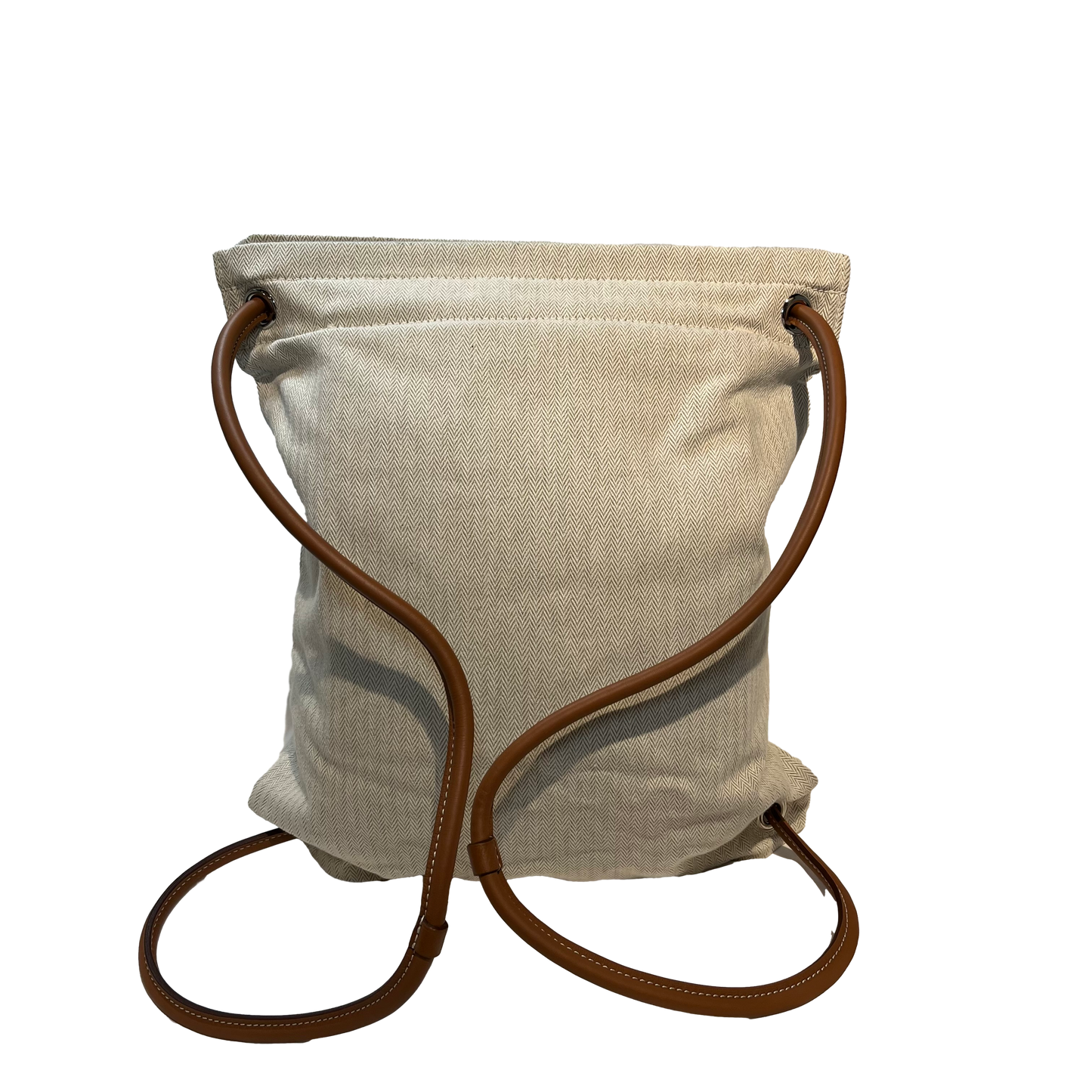 Used HERMÈS Maline Bag Drawstring Bag Beige PHW Vert Cypress (VY)