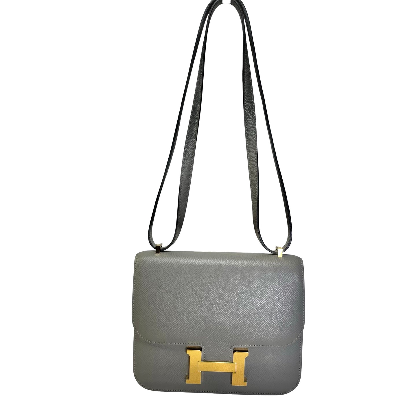 HERMES Epsom Mini Constance Shoulder Bag Grey GHW