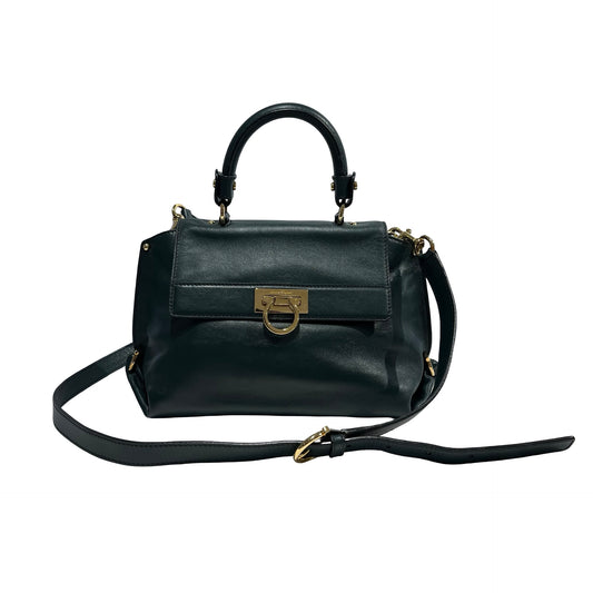 SALVATORE FERRAGAMO Leather Sofia Handbag Dark Green