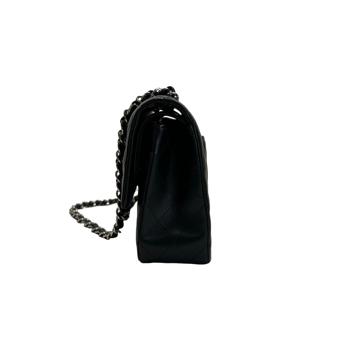 Used CHANEL Quilted Leather Classic Flap Shoulder Bag Black