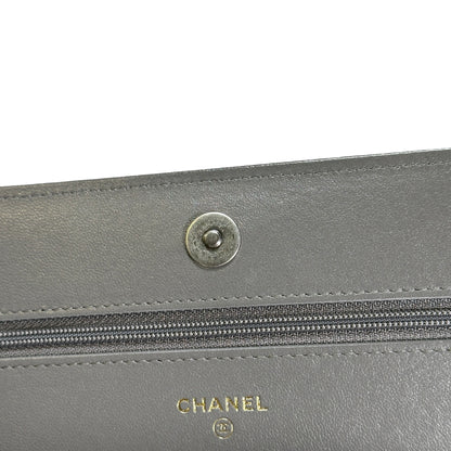 Used CHANEL Quilted Lambskin Chanel 19 Wallet On Chain Wallet on chain Grey GHW