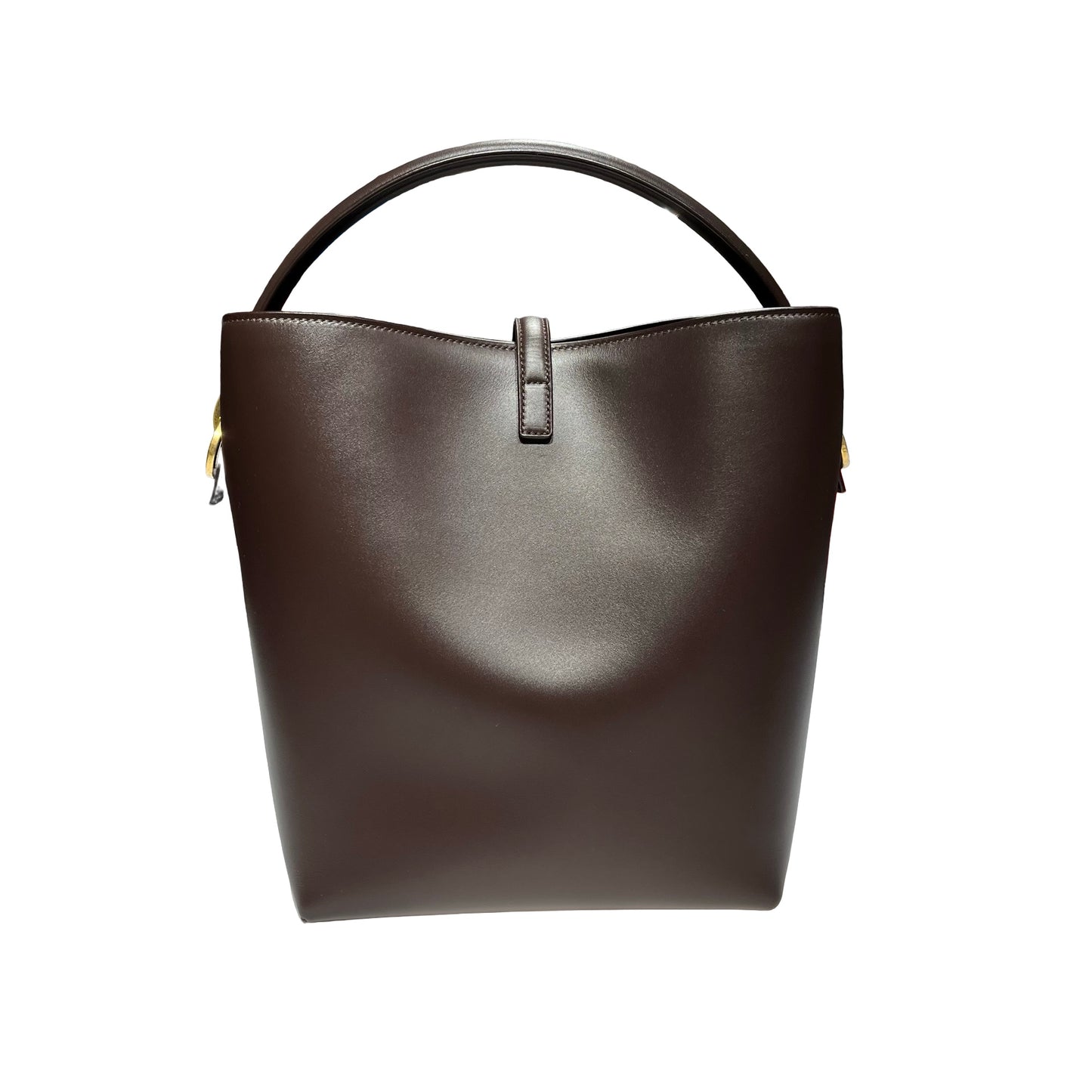 New SAINT LAURENT Vanity Bucket Bucket Bag Brown GHW