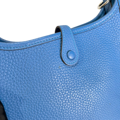 Used HERMES Leather Evelyne Shoulder Bag Blue