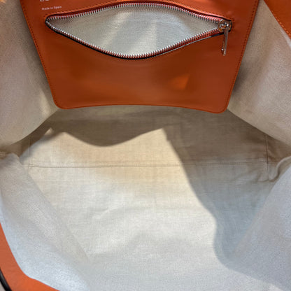 Used LOEWE Calfskin Leather Tote Bag Orange GHW