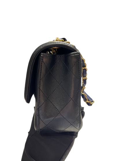 Used CHANEL Quilted Lambskin Quilted Boy Bag Chain Shoulder Bag Navy Blue Black
