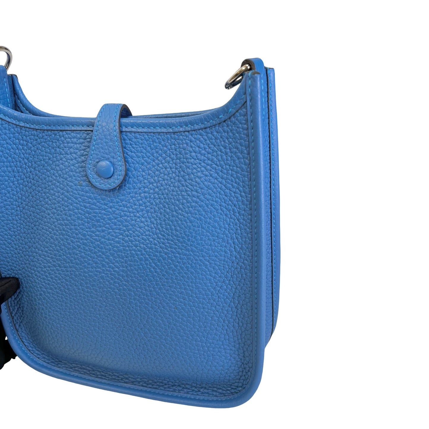 Used HERMES Leather Evelyne Shoulder Bag Blue