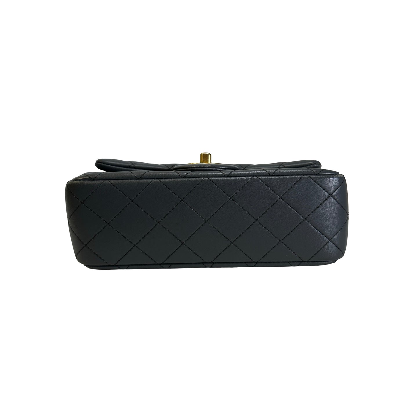 Used CHANEL Quilted Lambskin Mini Flap Bag With Gold Ball Mini Bag Grey GHW