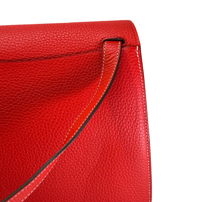 Used HERMES Clemence Halzan Shoulder Bag Red