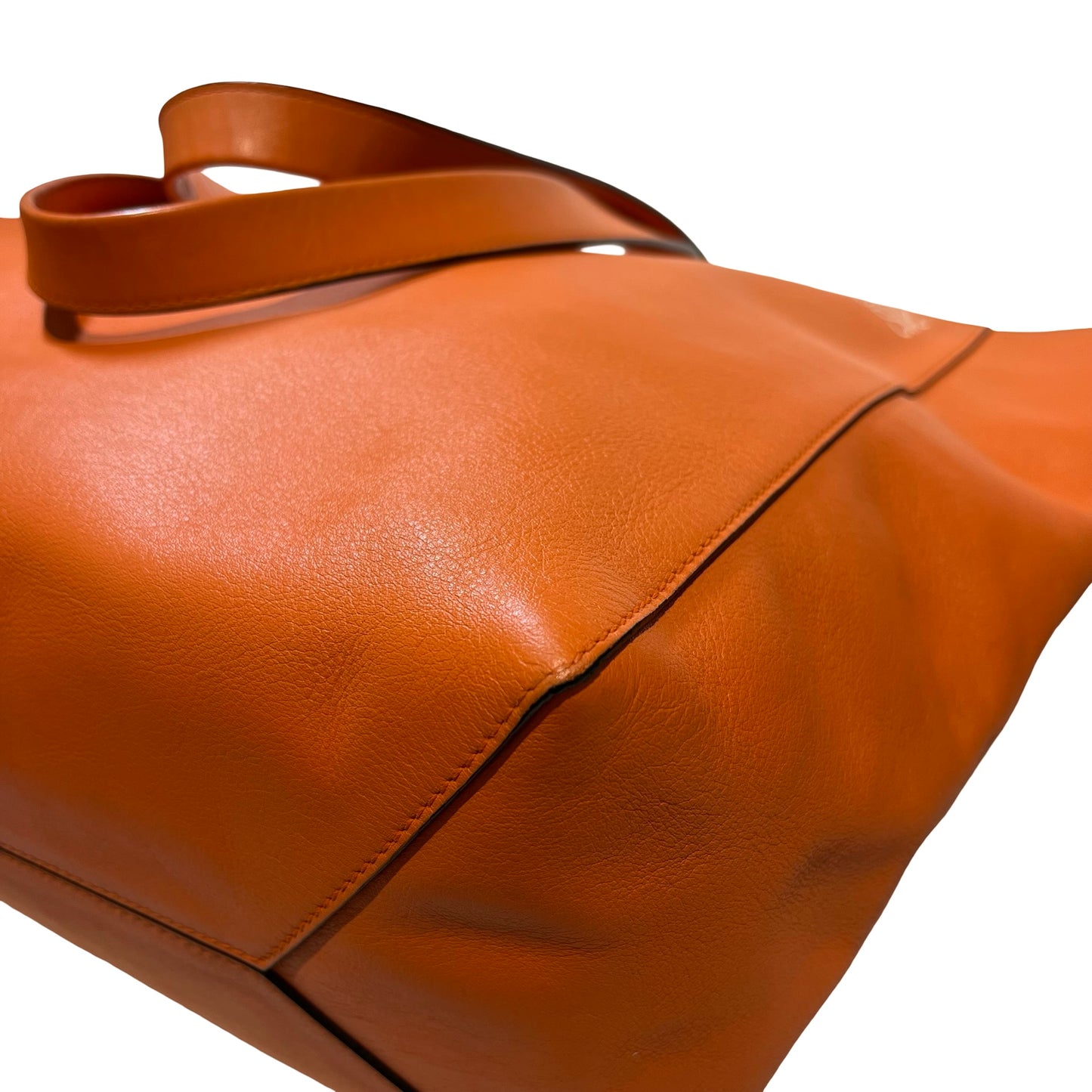 Used LOEWE Calfskin Leather Tote Bag Orange GHW
