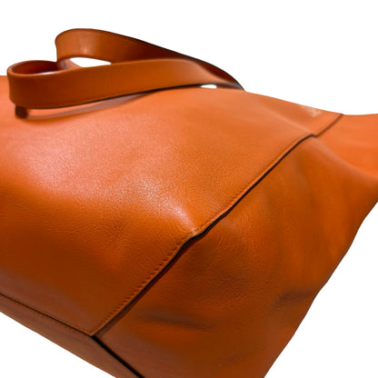Used LOEWE Calfskin Leather Tote Bag Orange GHW