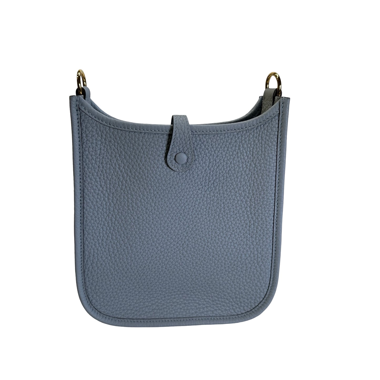 Used HERMES Clemence Leather Evelyne Crossbody Bag Blue GHW