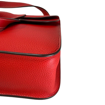 Used HERMES Clemence Halzan Shoulder Bag Red