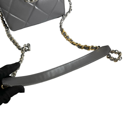 Used CHANEL Quilted Lambskin Chanel 19 Wallet On Chain Wallet on chain Grey GHW