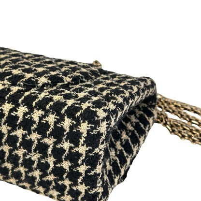 Used CHANEL Tweed 2.55 Small Shoulder Bag Black Beige