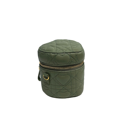 Used DIOR Cannage Lambskin Lady Dior Micro Vanity Case Vanity case Green GHW