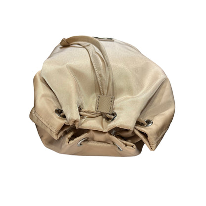 Prada Nylon Bucket Bag Beige with Silver Hardware