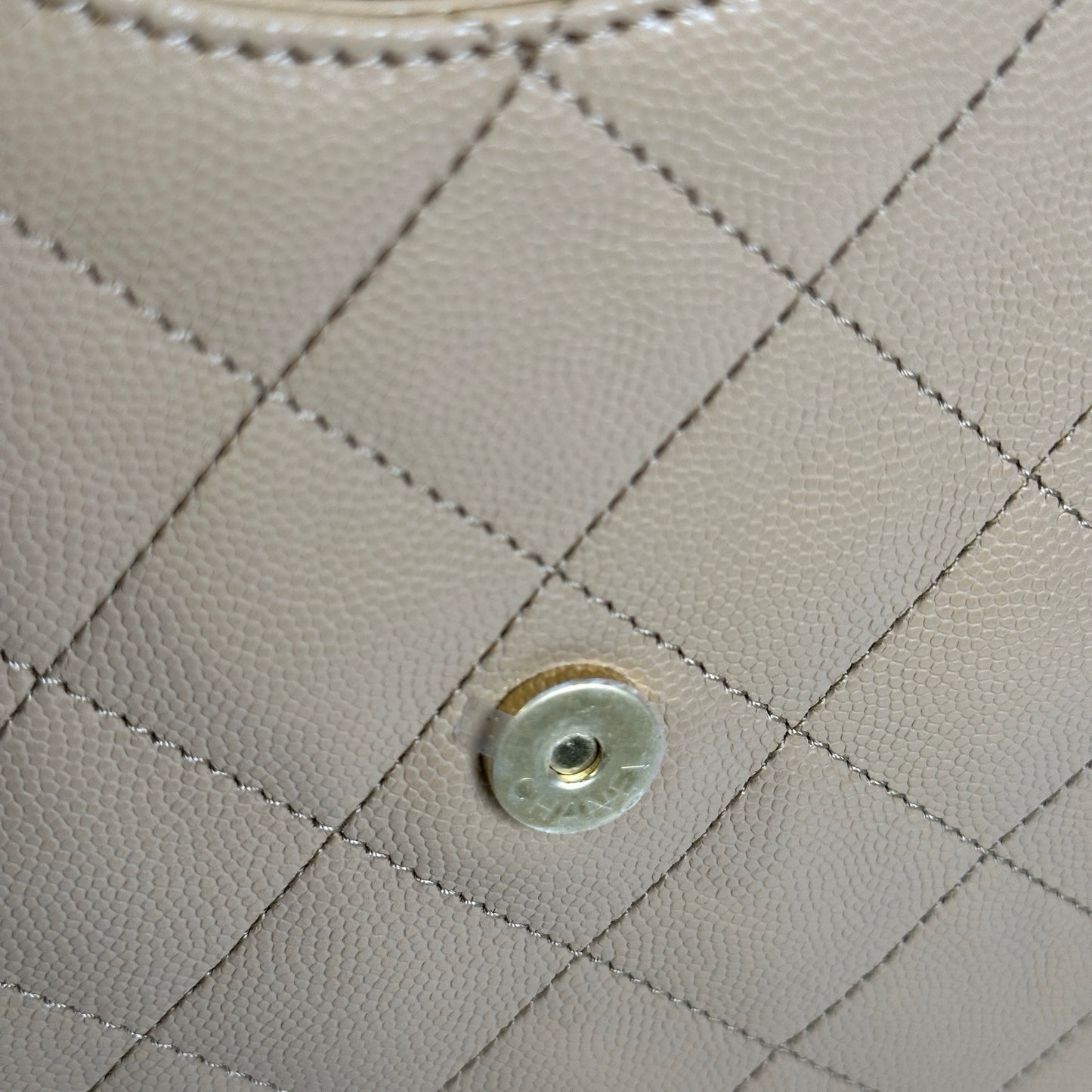 CHANEL Quilted Caviar Quilted Bucket Bag Bucket Bag Beige Gold