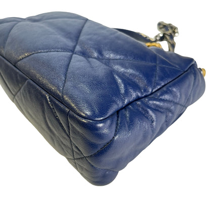 Used CHANEL Lambskin Quilted 19 Bag Shoulder Bag Navy Blue GHW
