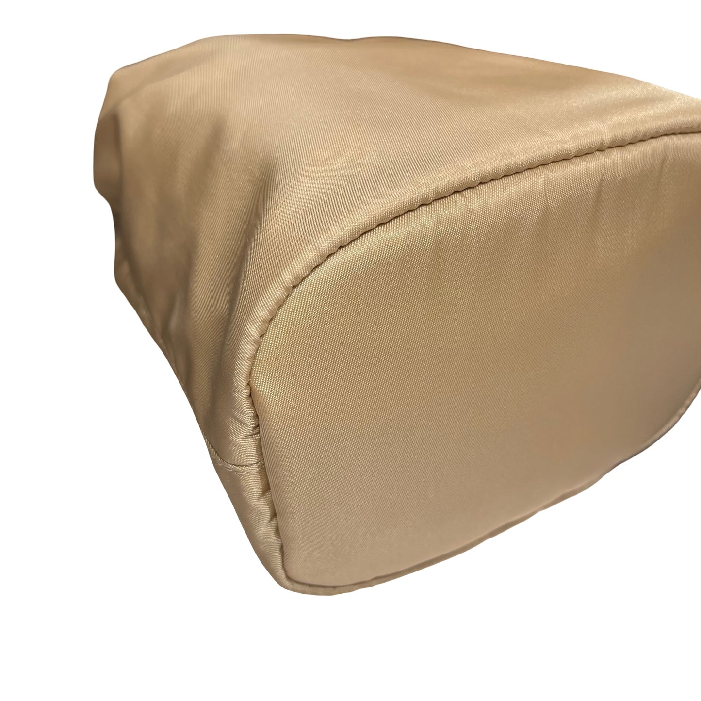 Prada Nylon Bucket Bag Beige with Silver Hardware