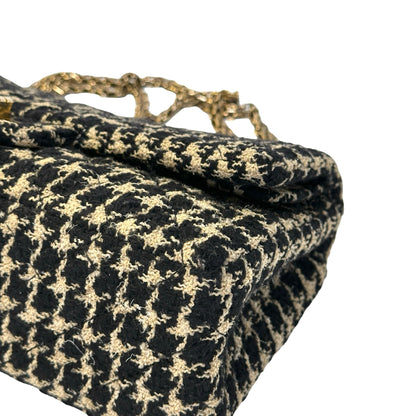 Used CHANEL Tweed 2.55 Small Shoulder Bag Black Beige