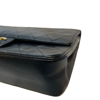 Used CHANEL Lambskin Leather Vintage Chain Bag Chain Shoulder Bag Black GHW