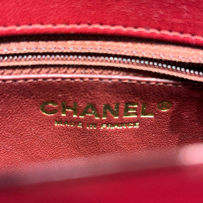 Used Chanel Classic Flap Shoulder Bag Orange GHW Red