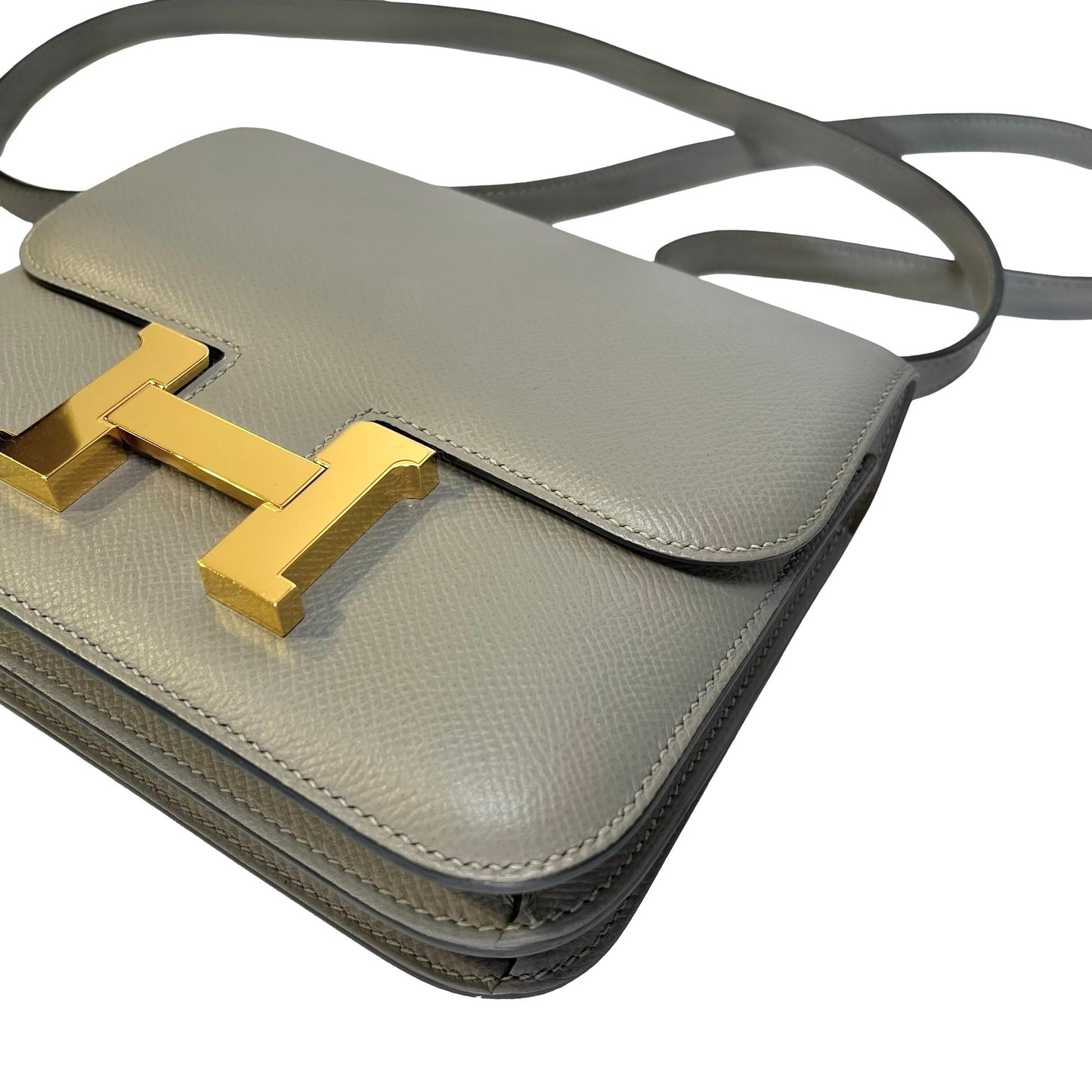 HERMES Epsom Mini Constance Shoulder Bag Grey GHW