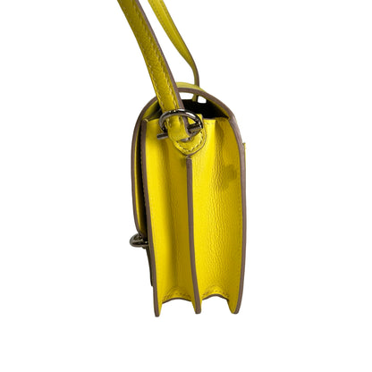 Used HERMES Evercolor Roulis Shoulder Bag YELLOW PHW