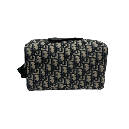 Brand New DIOR Oblique Jacquard Lingot 22 Pouch Navy Beige