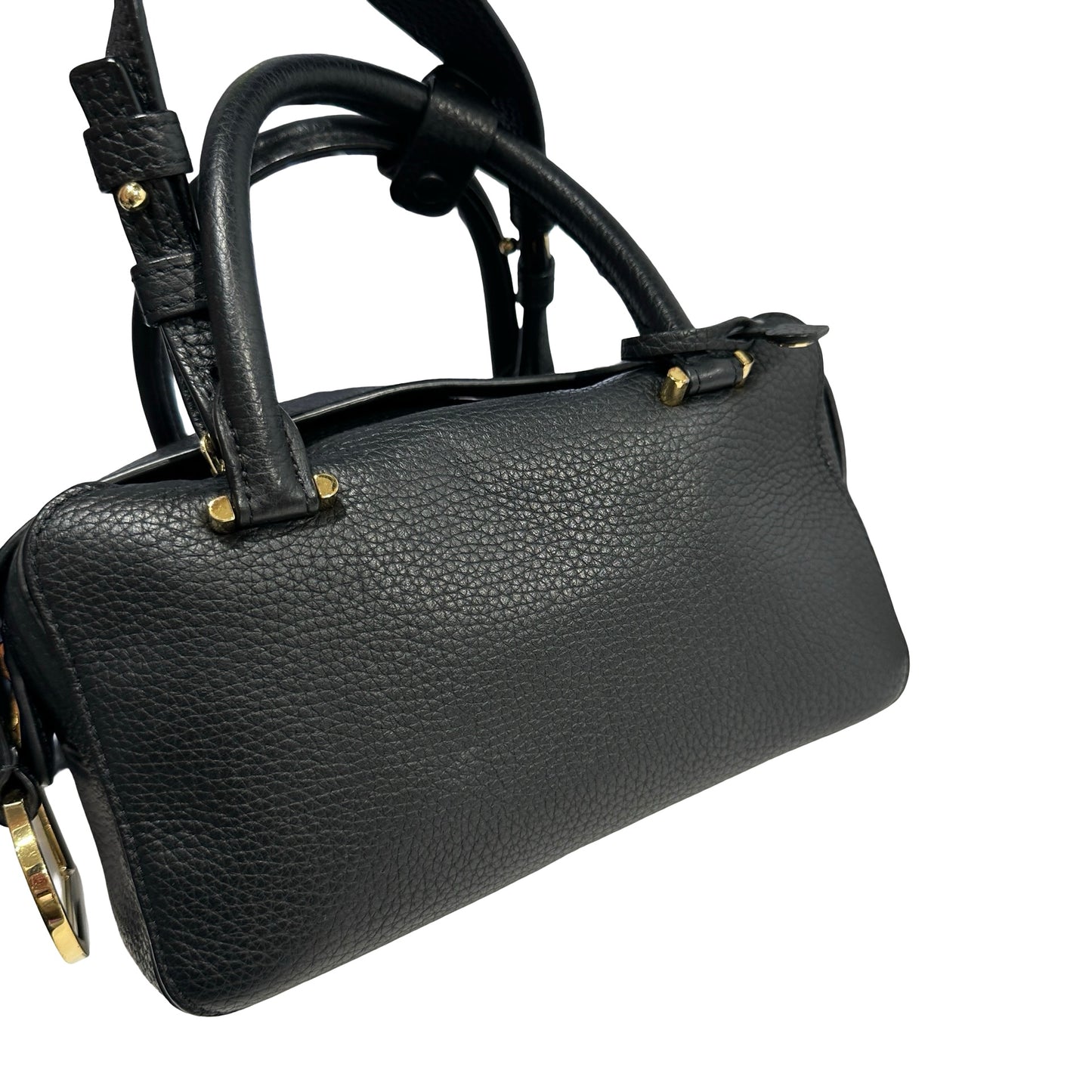 Used DELVAUX Leather Cool Box Handbag Black