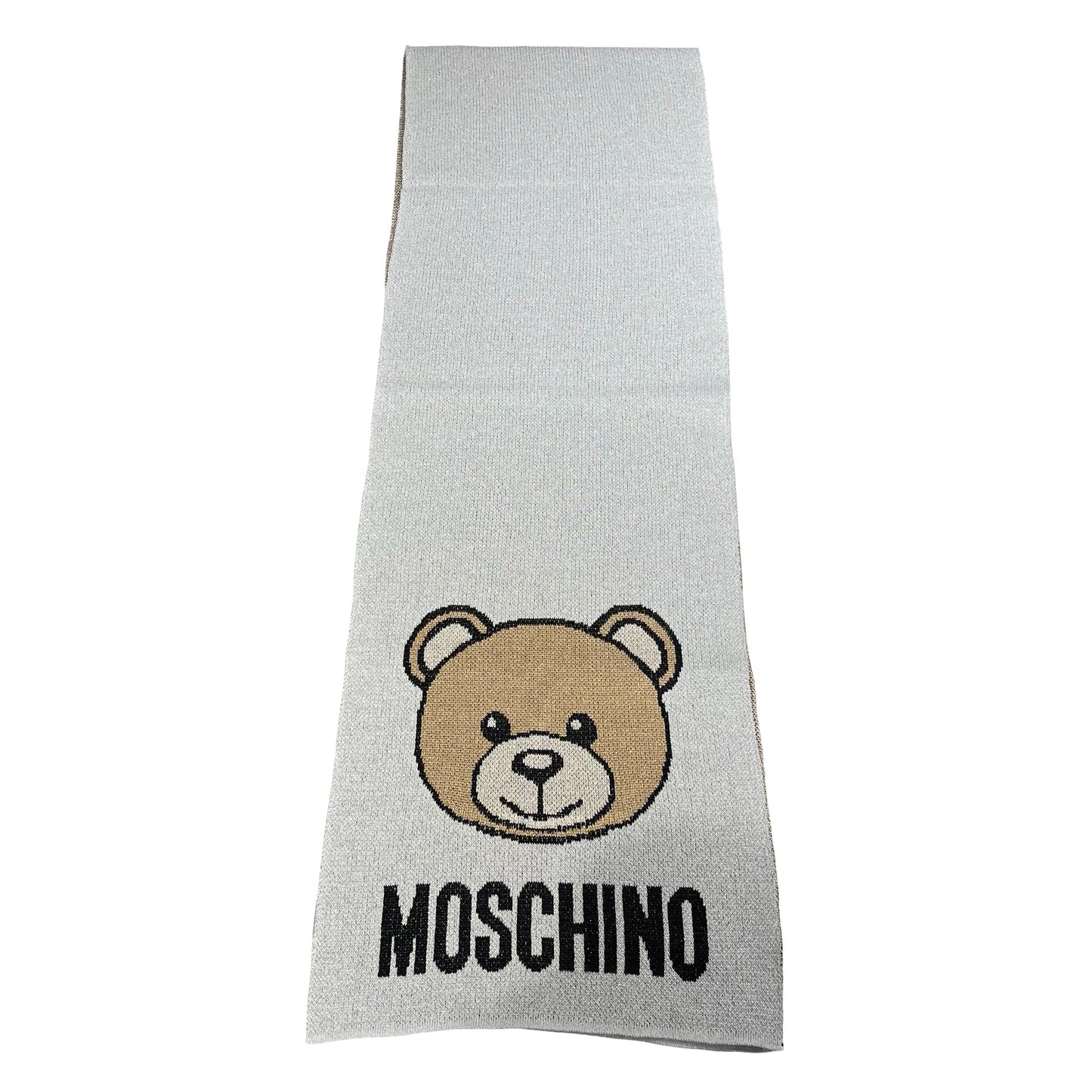 New MOSCHINO Teddy Shining Scarf Scarf Grey