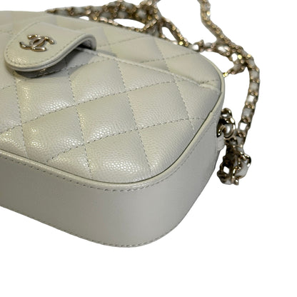 Used CHANEL Quilted Caviar Quilted Camera Bag Camera Bag Grey GHW