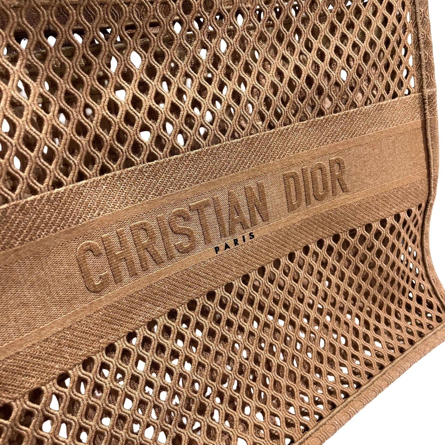 Used DIOR Mesh Embroidery Book Tote Tote Bag Pink Beige
