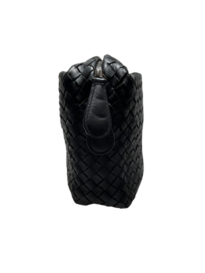 USED A Bottega Veneta Calfskin Leather Cross Body Bag Crossbody Bag Black