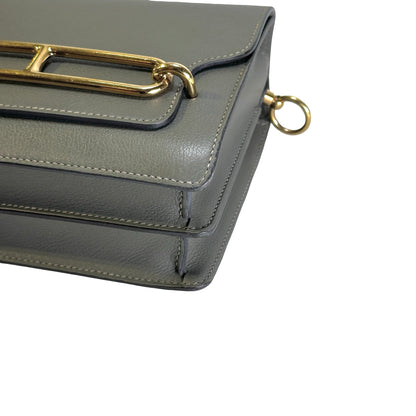 Used HERMES Leather Roulis Shoulder Bag Grey