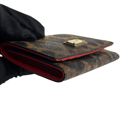 Used DOLCE&GABBANA Leopard Leather Leopard Print Wallet Wallet Brown Black， GHW