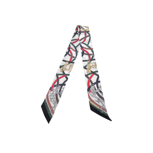 Used HERMES Silk Twilly Twilly Multicolor White