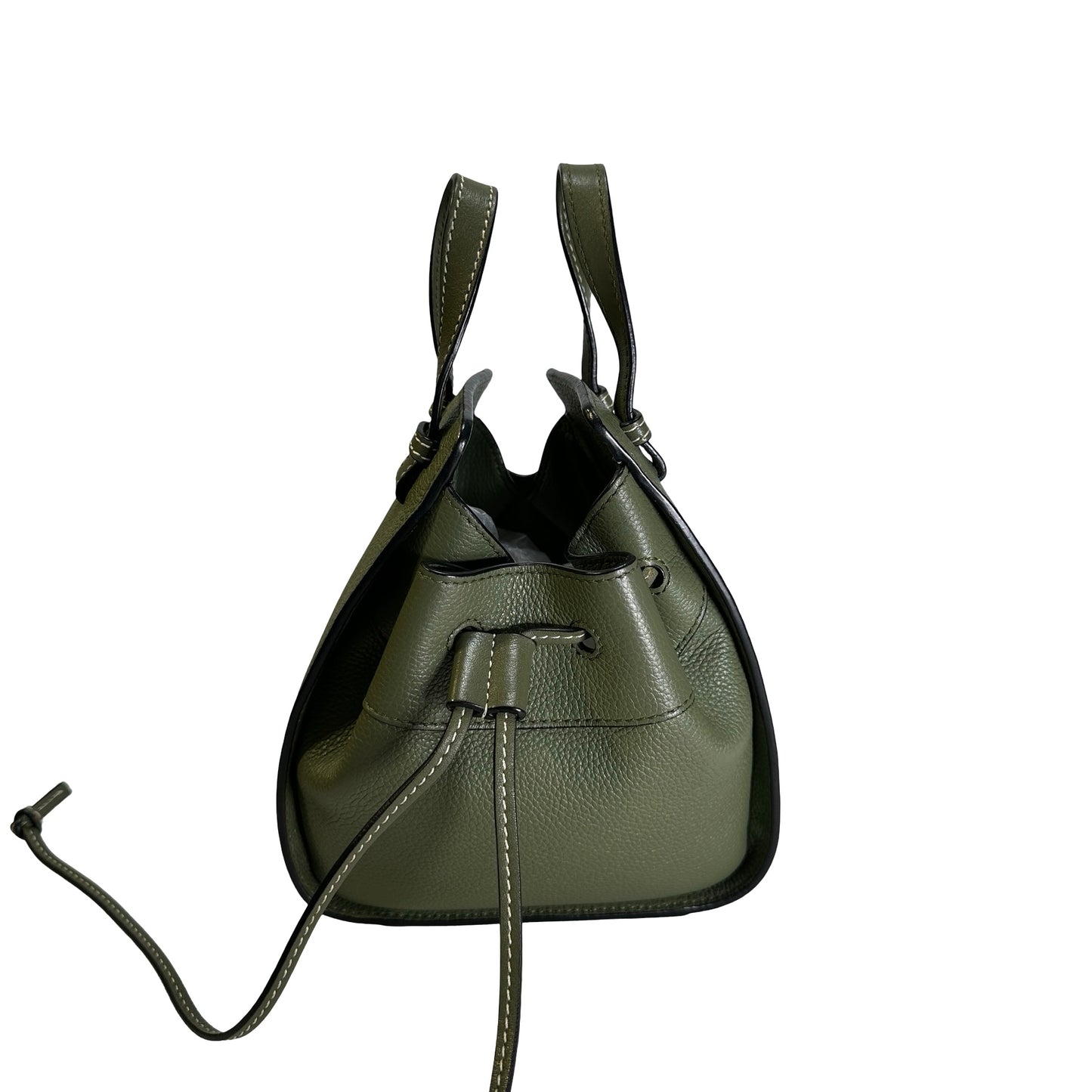 Used LOEWE Pebbled Calfskin Balloon Bag Bucket Bag Green Phw
