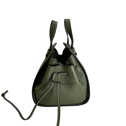 Used LOEWE Pebbled Calfskin Balloon Bag Bucket Bag Green Phw