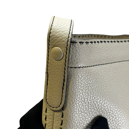 Used DELVAUX Leather Pebbled leather Pin Daily Cross body bag White PHW