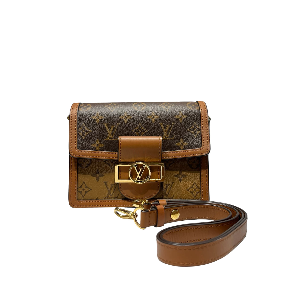 Used LOUIS VUITTON DAU[HINE MINI Cross Body Bag Brown GHW